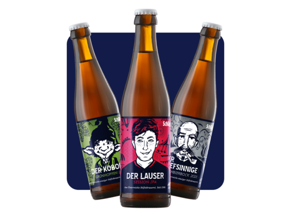 Flaschen der Charakterbiere 