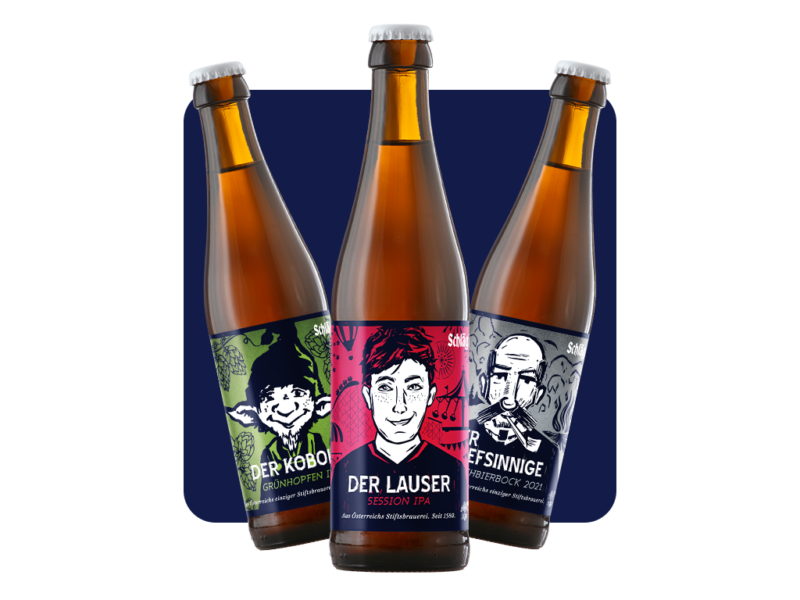Flaschen der Charakterbiere 