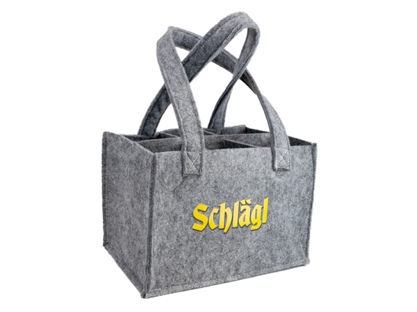 Bierhandtasche aus Filz für 6 Flaschen mit Schlägl Aufdruck