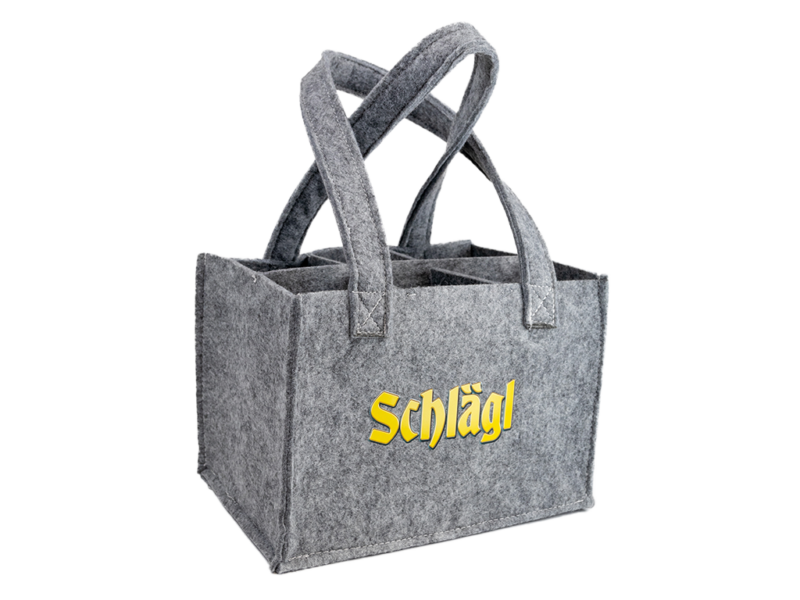 Bierhandtasche aus Filz für 6 Flaschen mit Schlägl Aufdruck