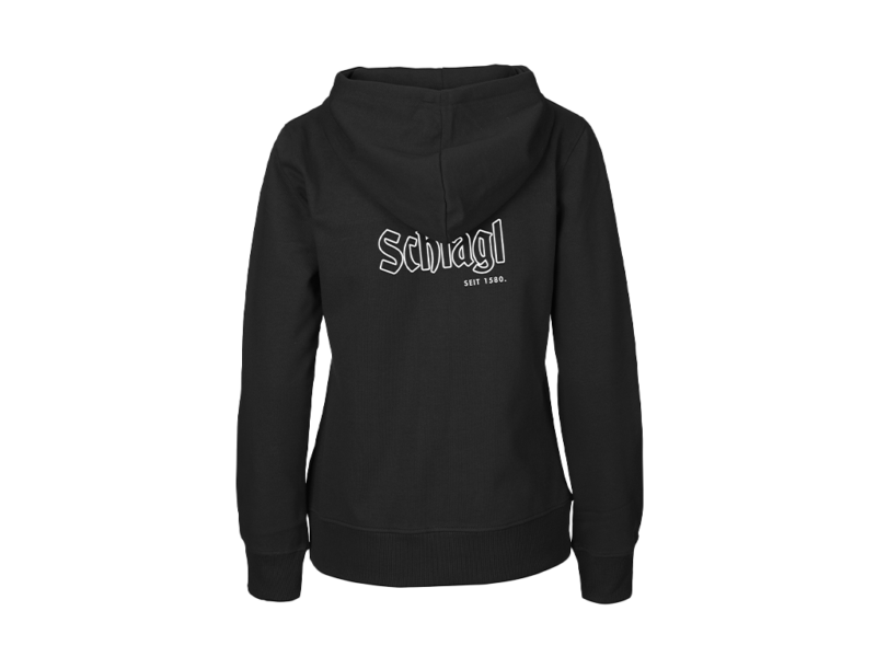 Damen Zip-Hoodie in schwarz - Rückenprint