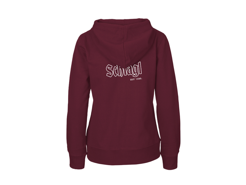 Damen Zip-Hoodie in bordeaux - Rückenprint