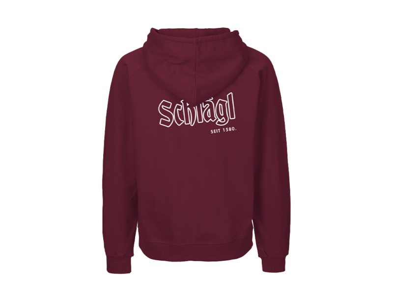 Herren Zip-Hoodie in bordeaux-Rückenprint