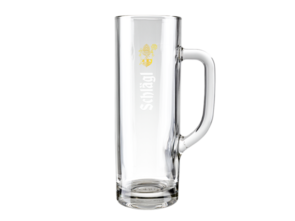 Glas - Dallas gerade, schlicht und mit Henkel, veredelt mit Schlägl Schriftzug