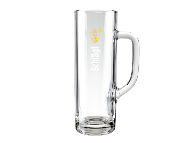 Glas - Dallas gerade, schlicht und mit Henkel, veredelt mit Schlägl Schriftzug